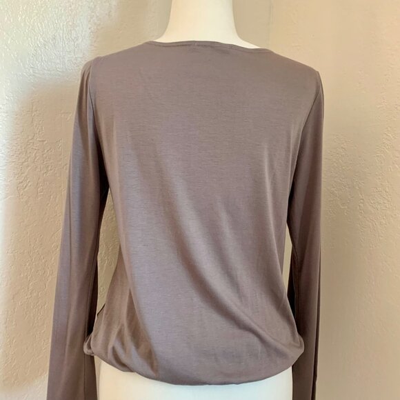 LUCCA Grey Twist Front Long Sleeve Top Grey L - Picture 4 of 5